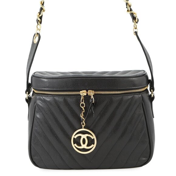 CHANEL V Stitch ChainShoulder Calfskin Black - Picture 1 of 16
